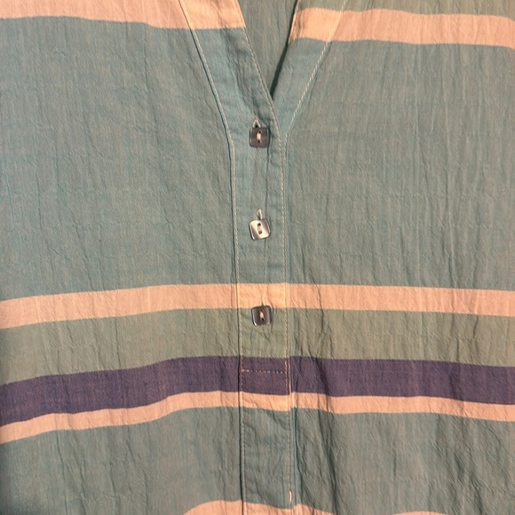Multiples Blue Striped Women's Top size large cotton blend - Picture 4 of 5